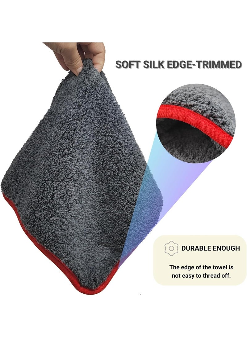 2Pcs Professional Premium Microfiber Car Drying Towel, Ultra-Absorbent with Twisted Loop Technology, Streak & Scratch Free Drying for Cars 40 * 40cm (Grey) - Image 2