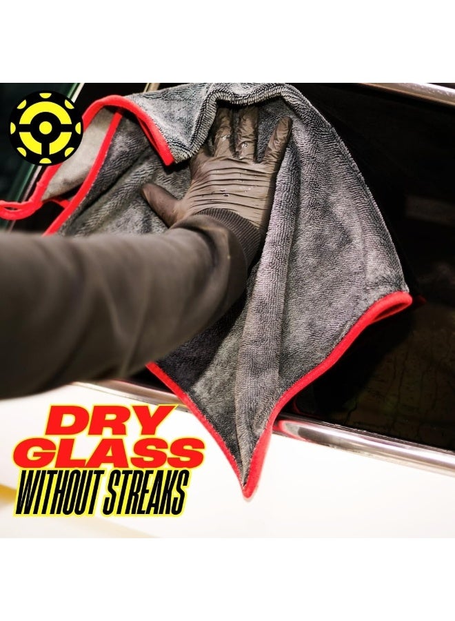 2Pcs Professional Premium Microfiber Car Drying Towel, Ultra-Absorbent with Twisted Loop Technology, Streak & Scratch Free Drying for Cars 40 * 40cm (Grey) - Image 3