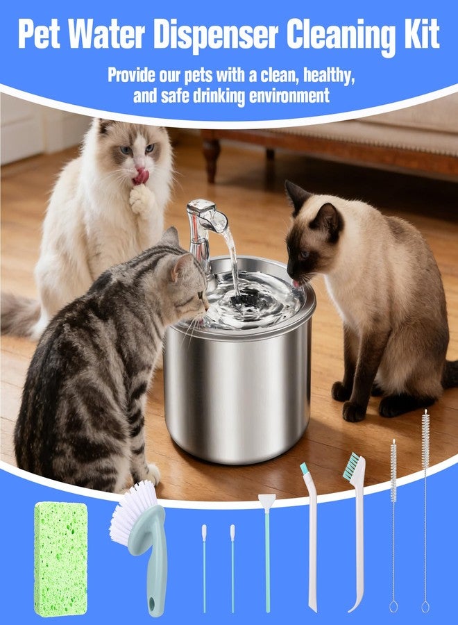 XANGNIER Water Fountain Cleaning Kit,Dog and Cat Water Fountain Cleaner Brushes Kits,Pet Drinking Dispenser Washing Kit with Sponge Wipe,Handle Brush,Crevice Brush,Cotton Swab,Storage Bag,10 Pcs - Image 3