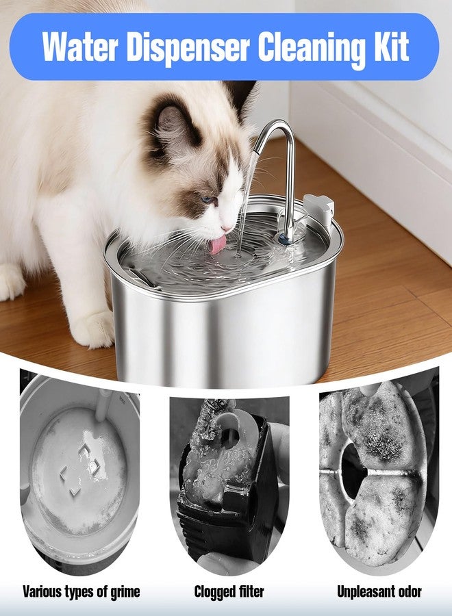 XANGNIER Water Fountain Cleaning Kit,Dog and Cat Water Fountain Cleaner Brushes Kits,Pet Drinking Dispenser Washing Kit with Sponge Wipe,Handle Brush,Crevice Brush,Cotton Swab,Storage Bag,10 Pcs - Image 2