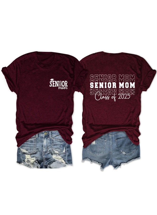 Fashion‘Senior Mom’ Printed T-Shirt Graduation Gifts Causal Teacher Tee Tops - Image 1