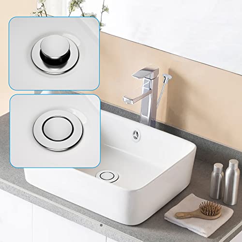 Hibbent Bathroom Sink Drain with Overflow, 2 Pack Push and Seal Pop Up Drain Stopper with Lift Rod for Bathroom Lavatory Vanity Vessel, Compatible with Moen, American Standard, Universal Hole, Chrome - Image 3