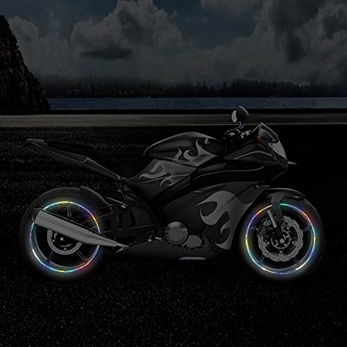 TOMALL 18pcs Lengthen 16"-19" Reflective Wheel Rim Stripe Decal for Motorcycle Wheels Car Cycling Bike Bicycle Night Reflective Safety Decoration Stripe Universal Reflective Sticker for Car (Gradient) - Image 4