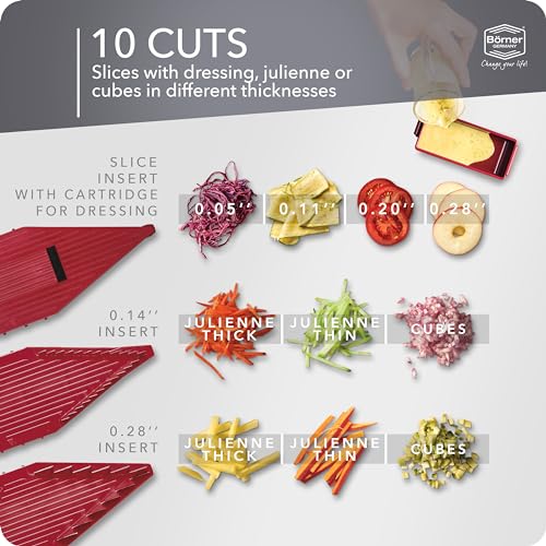 Börner Mandoline Slicer Vital (Starter Set) • Vegetable Slicer with Stainless Steel V-Blade • 10 Cutting Styles for Slices, Strips & Dices • Various Thickness Settings & Dressing Function - Image 2
