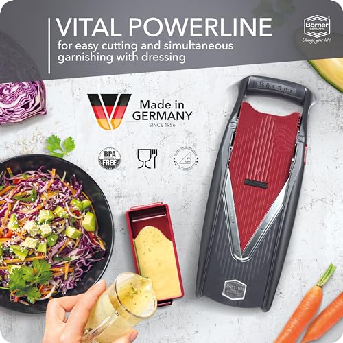 Börner Mandoline Slicer Vital (Starter Set) • Vegetable Slicer with Stainless Steel V-Blade • 10 Cutting Styles for Slices, Strips & Dices • Various Thickness Settings & Dressing Function - Image 3