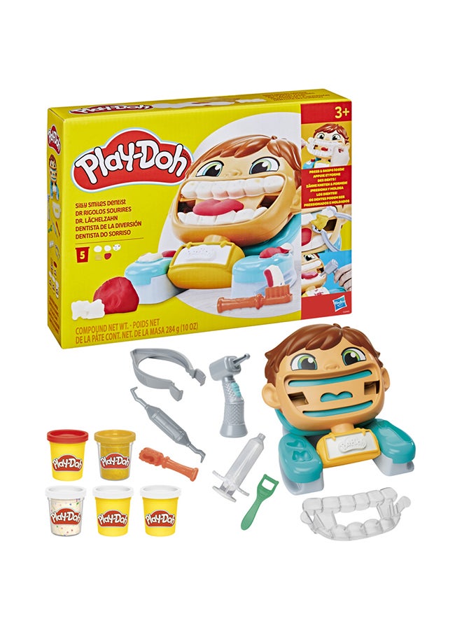 Play-Doh مجموعة طبيب الأسنان من بلاي دو - الابتسامات السخيفة، ألعاب الفنون والحرف للأطفال من عمر 3 سنوات وما فوق، 7 ملحقات و 5 علب من مركب النمذجة - Image 3