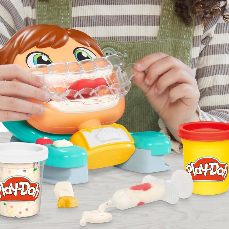 Play-Doh مجموعة طبيب الأسنان من بلاي دو - الابتسامات السخيفة، ألعاب الفنون والحرف للأطفال من عمر 3 سنوات وما فوق، 7 ملحقات و 5 علب من مركب النمذجة - Image 5