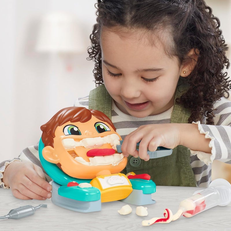 Play-Doh مجموعة طبيب الأسنان من بلاي دو - الابتسامات السخيفة، ألعاب الفنون والحرف للأطفال من عمر 3 سنوات وما فوق، 7 ملحقات و 5 علب من مركب النمذجة - Image 4