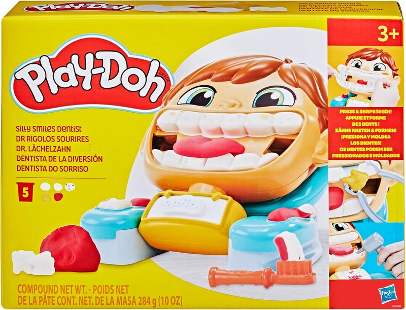 Play-Doh مجموعة طبيب الأسنان من بلاي دو - الابتسامات السخيفة، ألعاب الفنون والحرف للأطفال من عمر 3 سنوات وما فوق، 7 ملحقات و 5 علب من مركب النمذجة - Image 3