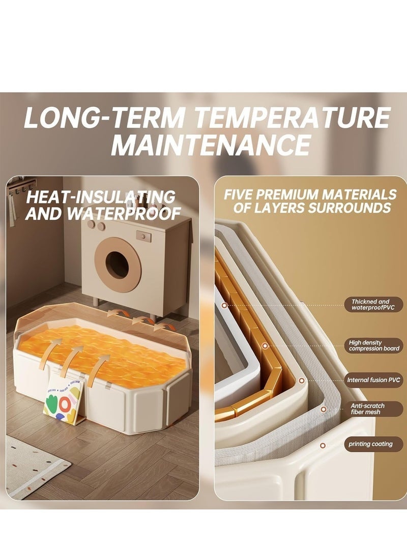 كيلا حوض استحمام قابل للطي للأطفال، حوض استحمام للأطفال بقاعدة مانعة للانزلاق، مزود بنظام ترموستاتي، مناسب للأطفال من عمر 0 ​​إلى 5 سنوات، ضروري للسفر، للاستخدام الداخلي والخارجي، سهل التخزين - Image 5