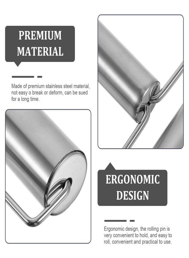 STHITI Stainless Steel Pizza Rolling Pin,Double Dough Baker Roller Metal Kitchen Utensils Ideal for Baking Dough,Stick Cookie Biscuit Roller(Pack of 1) - Image 4
