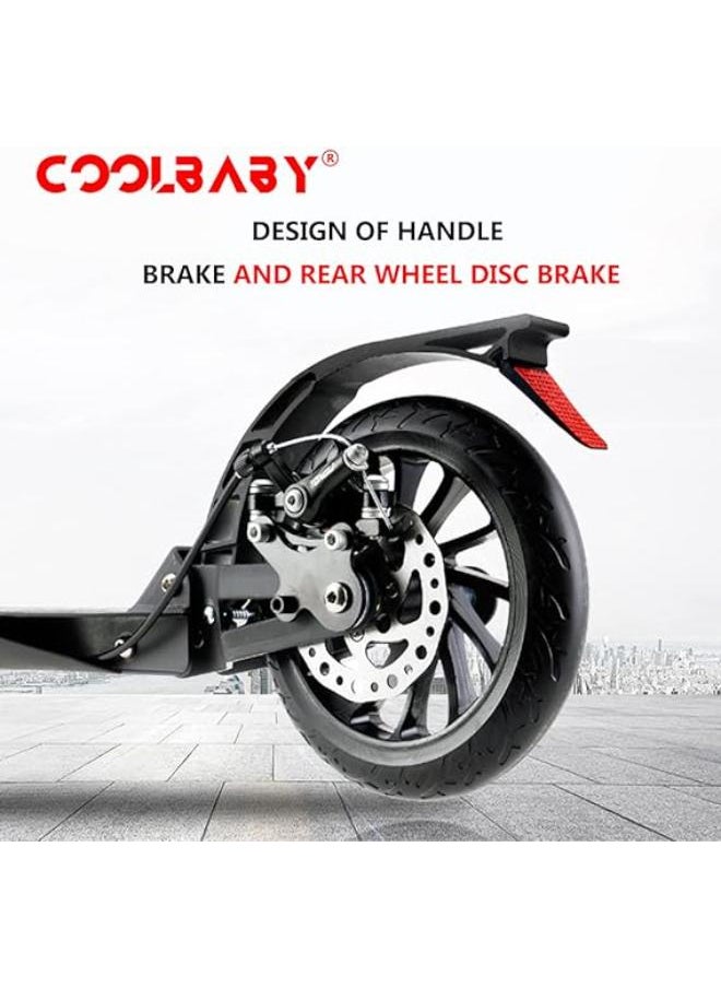 Cool Baby COOLBABY Adult Foldable Scooter 200MM Big Wheels Adult Kick Scooter, with Disc Brakes, with Double Shock Absorption System (black)  - Image 3