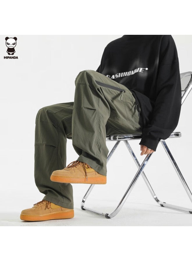 Hipanda o Panda Men's Work Pants Autumn Trendy Functional Men's Tactical Pants Casual Pants Military Green 2XL - Image 2