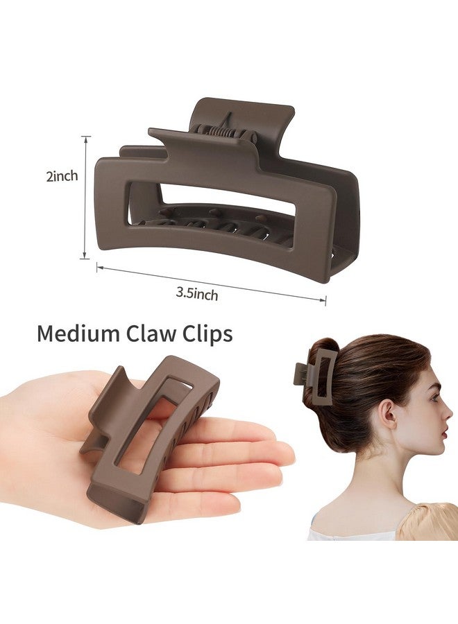 سيسيايبو مشبك شعر سيسايبو، مشابك مخلب مربعة متوسطة الحجم مقاس 3.5 بوصة، مشابك مستطيلة، عبوة من 6 قطع من المطاط والأكريليك والبلاستيك والمعادن، تصميم غير قابل للانزلاق للنساء والفتيات - لون القهوة - Image 3