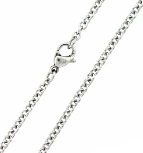 SILVERCLOSEOUT Stainless Steel Rolo Cable Chain Mens & Womens Unisex Necklace 3.1MM 24 Inch - Image 1