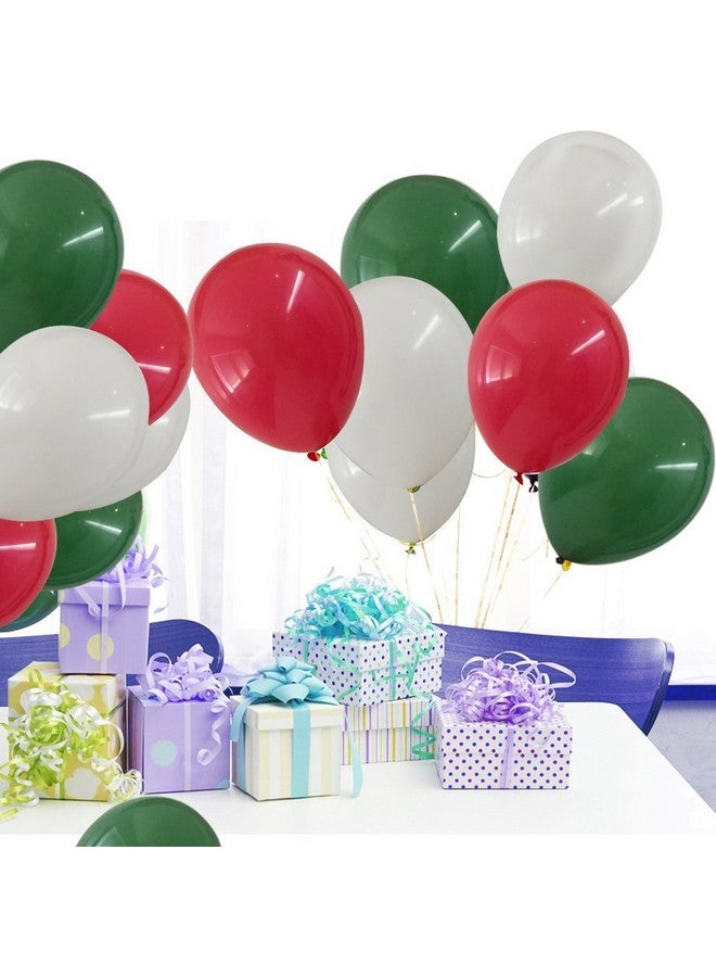 هونج كونج بالونز HK Balloons® زينة عيد الميلاد 100 قطعة، 12 بوصة من اللاتكس الأخضر والأحمر والأبيض للحفلات، مع منفاخ هواء محمول باليد، بالونات عيد الميلاد (أحمر، أبيض، أخضر، عبوة من قطعتين) - Image 3