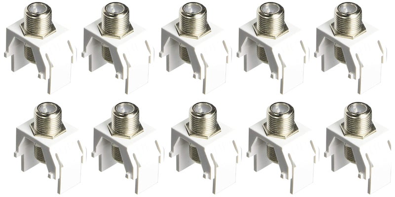 Legrand OnQ F Keystone Connector NonRecessed Keystone Coax Insert NickelPlated 1GHz Keystone F81 Coupler Keystone Insert White 10 Count WP3479WH10