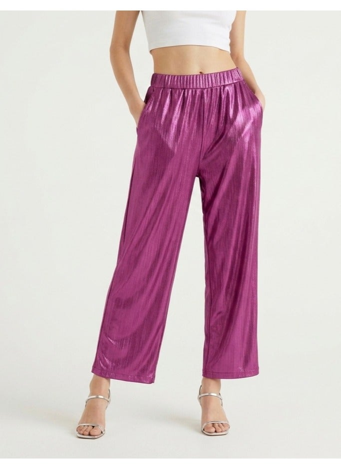 Women metallic lycra palazzo flare pants