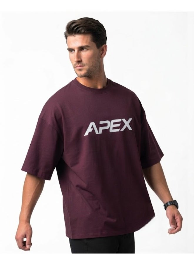 أبيكس تيشرت أبيكس (APEX) أوفر سايز للرجال - قطن ناعم ومريح - عنابي - Image 2