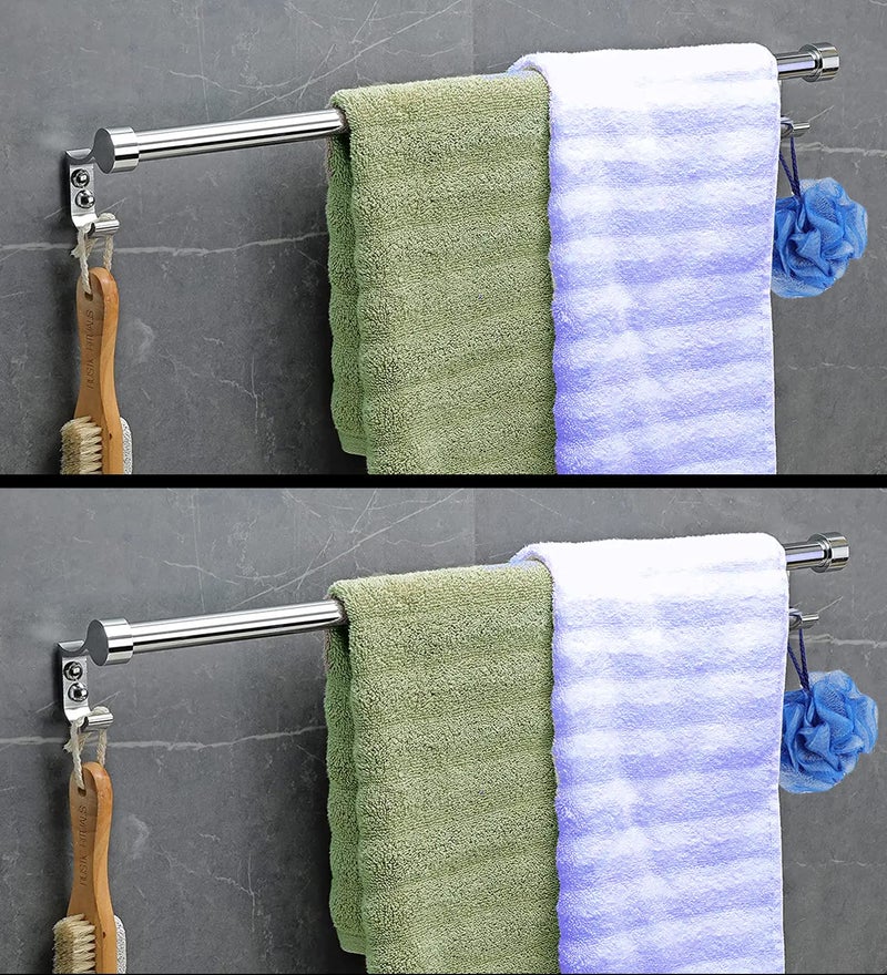 Handy Stainless steel bathroom accessories towel rod towel bar, towel holder, towel stand, towel bar with cloths Hook (Size-18 Inch/Set of -2) - Image 1