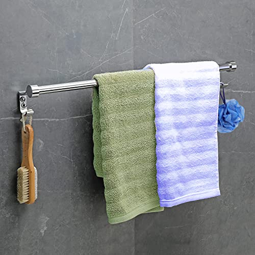 Handy Stainless steel bathroom accessories towel rod towel bar, towel holder, towel stand, towel bar with cloths Hook (Size-18 Inch/Set of -2) - Image 2
