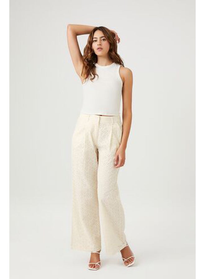 FOREVER 21 Eyelet Wide-Leg Trousers - Image 1