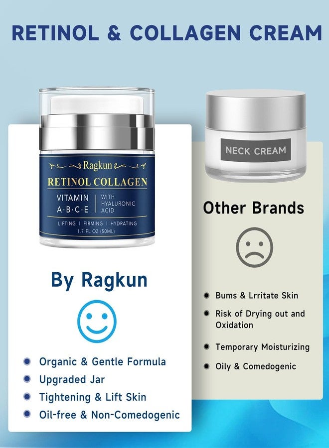 Ragkun Retinol Cream for Face, Collagen Neck Creams for Tightening and Firming, Anti Aging Day & Night Facial Moisturizer for Women & Men, Instant Face Lift Wrinkle Cream 1.7 fl. oz with Vitamin C Serum - Image 3