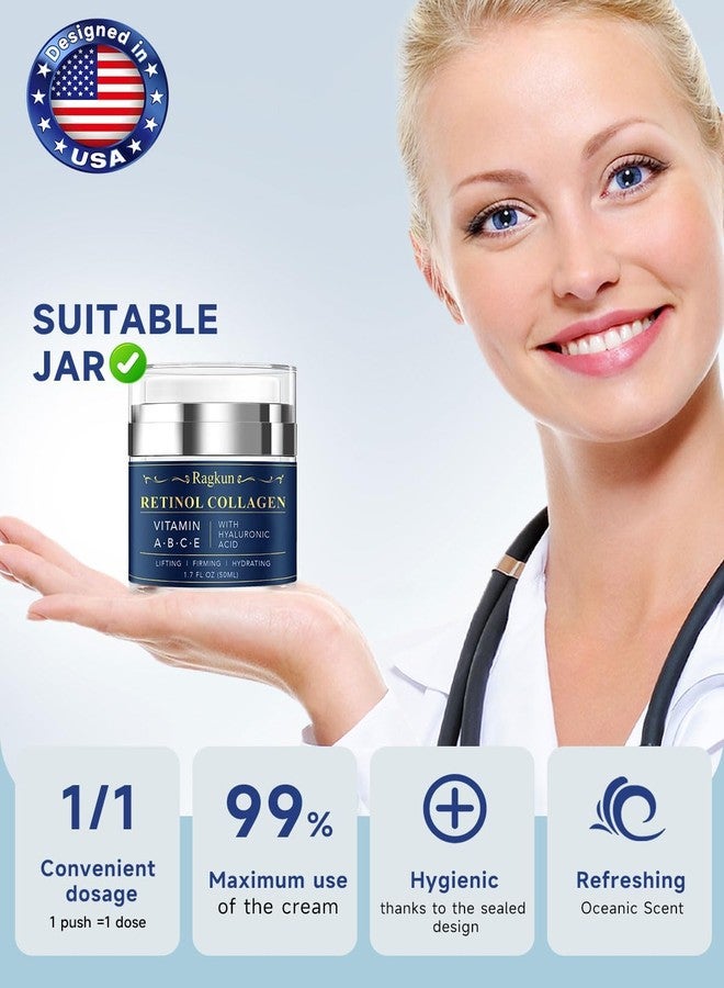Ragkun Retinol Cream for Face, Collagen Neck Creams for Tightening and Firming, Anti Aging Day & Night Facial Moisturizer for Women & Men, Instant Face Lift Wrinkle Cream 1.7 fl. oz with Vitamin C Serum - Image 5