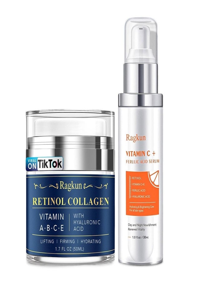 Ragkun Retinol Cream for Face, Collagen Neck Creams for Tightening and Firming, Anti Aging Day & Night Facial Moisturizer for Women & Men, Instant Face Lift Wrinkle Cream 1.7 fl. oz with Vitamin C Serum - Image 1