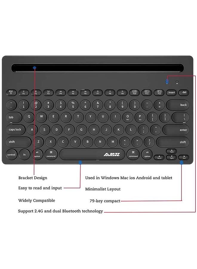 NIBEMINENT 320I Bluetooth Keyboard 79 Keys USB Receiver 2.4G Wireless Technology White - Image 4