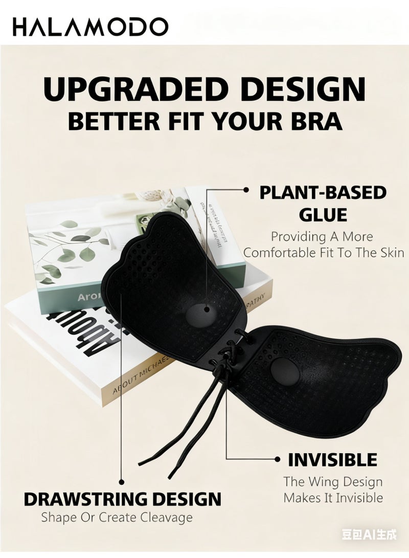 هالامودو حمالة صدر لاصقة للنساء، حمالة صدر رافعة بدون حمالات بدون ظهر، حمالات صدر لاصقة غير مرئية قابلة لإعادة الاستخدام، حمالة صدر عميقة بدون حمالات غير مرئية - Image 3