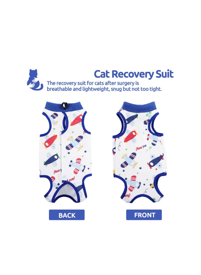 SYOSI - Cat Recovery Suit, Cat Surgery Recovery Suit, Kitten Surgical Full Bodysuit, Cat Onesie for Cats, for Abdominal Wound Protector Anti Licking After Surgery, for Small Male & Female Pets Blue Medium - Image 1