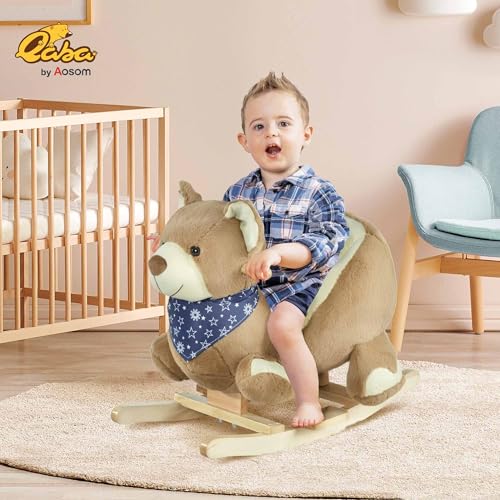 Qaba Baby Rocking Horse with Lullaby Ride On Horse Bear Themed Plush Animal Rocker with Pedals for Ages 1836 Months Easy to Assemble - Image 5