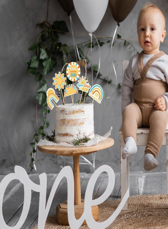 Soaoo 60 Pcs Here Comes the Son Cupcake Toppers Baby Shower Sun Cupcake Toppers Sunshine Cake and Cupcake Decorations for Sun Theme Baby Shower Birthday Wedding Party Decorations - Image 5