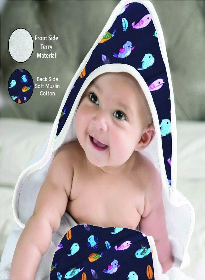 بولكاتوتس منشفة حمام من القطن العضوي الناعم والمريح للغاية من POLKA TOTS، ذات طبقتين، مزودة بغطاء رأس، مناسبة للأطفال الرضع من عمر 0 إلى 12 شهرًا (طائر، 72 سم × 72 سم) - Image 3