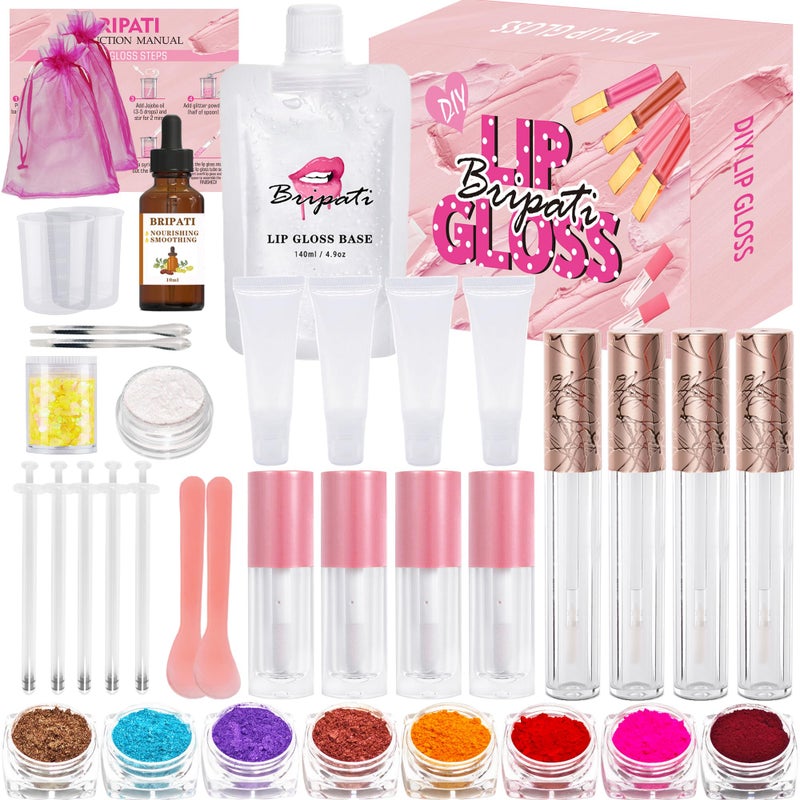 BRIPATI DIY Lip Gloss Making Kit DIY Lip Glosses Set to Make Your Own Lip Stick Fun Craft Makeup Lipglosses AllInclusive Moisturizing Handmade Lip Glaze Supplies Set for Beginner Women Girls