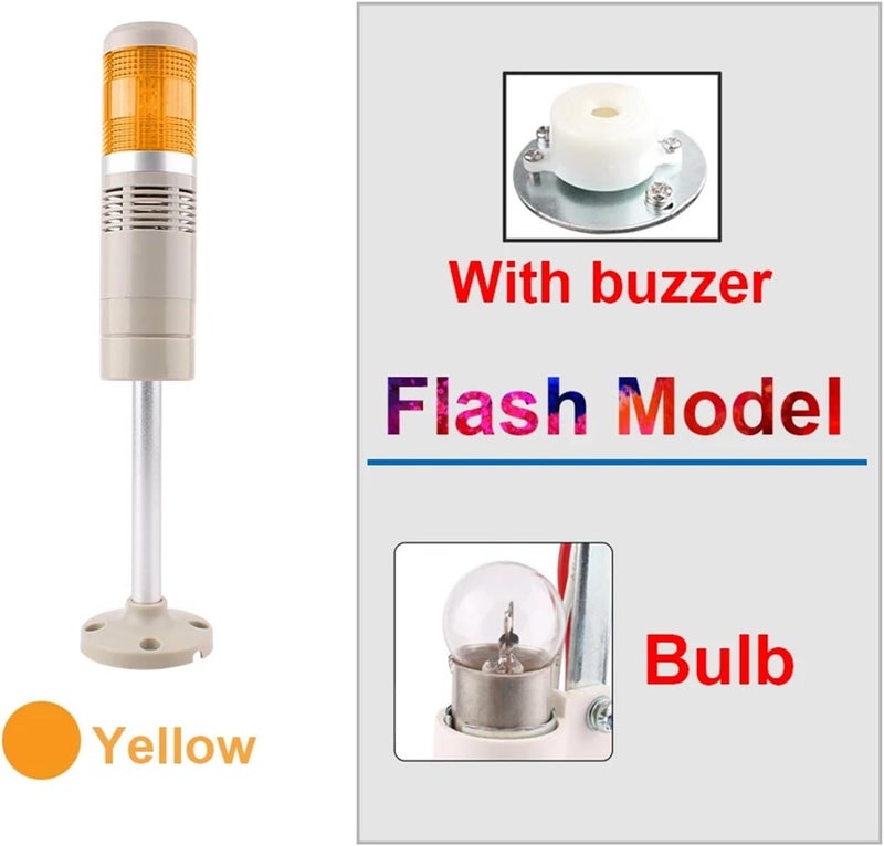 1 Layer 12V 24V 110V 220V Red Green Yellow Industrial Tower Signal Warning Light LGP-205 Indicator Light Steady Light with Sound(Beige,AC 110V) - Image 2