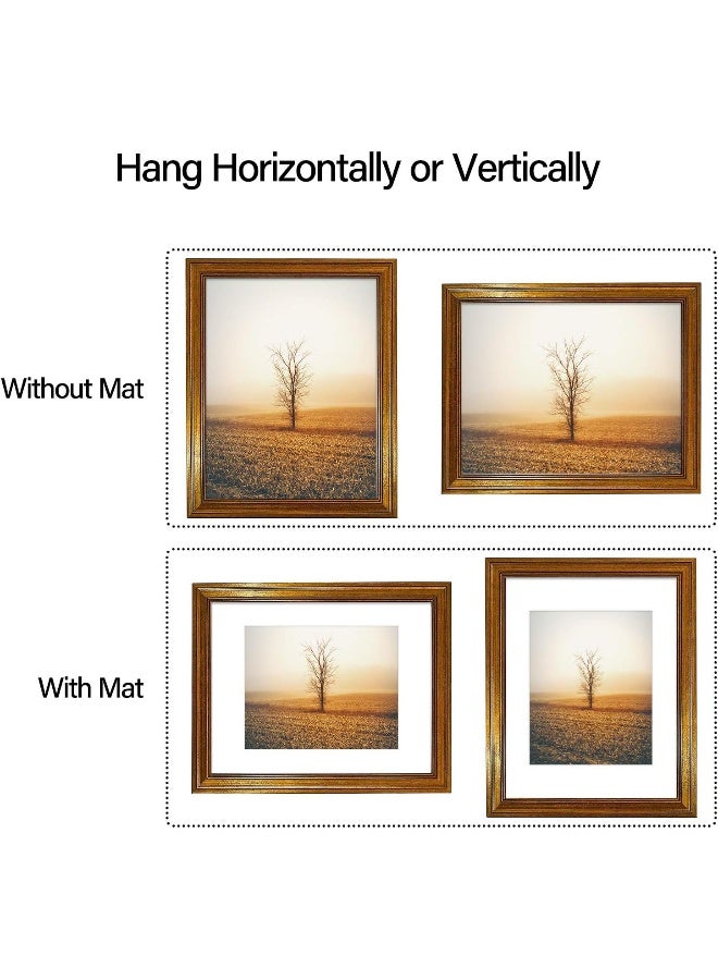 Golden State Art, 11x14 Photo Frame with White Mat for 8x10 Pictures & Real Glass, 1.25-Inch Wide, Dark Gold - Image 4