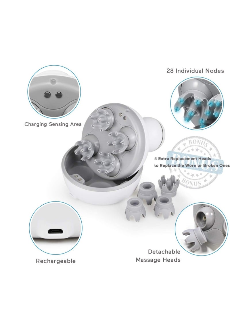 إلترازون Electric Scalp Massager Portable Handheld Head Scratcher with 4 Heads Deep Tissue Kneading 84 Nodes for Stimulating Hair Growth Stress Release Full Body Massage - Image 5