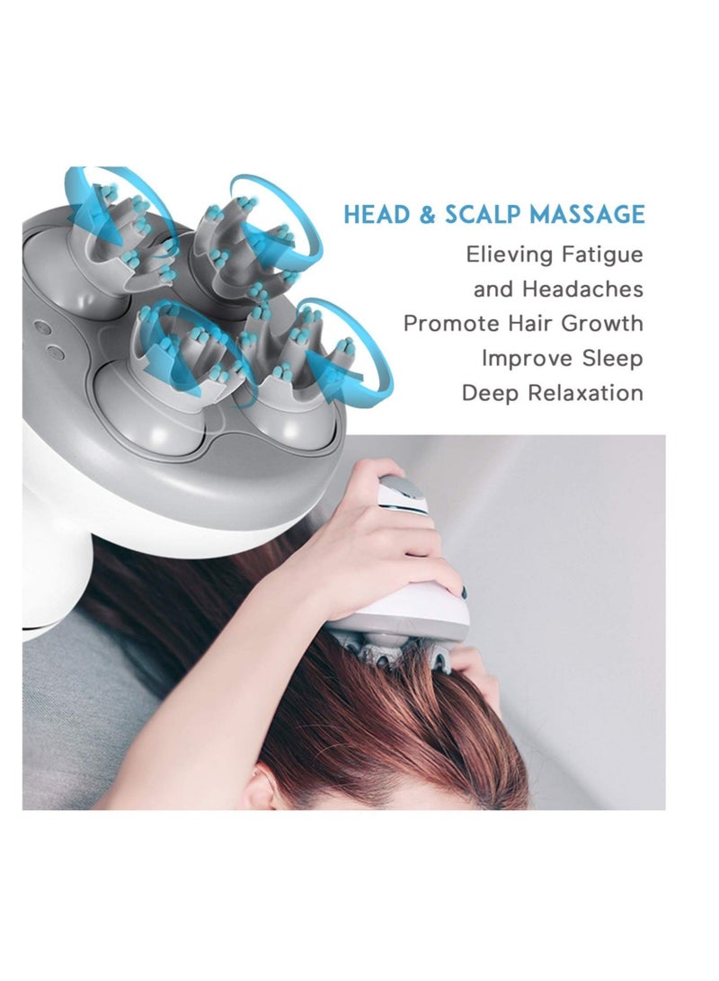 إلترازون Electric Scalp Massager Portable Handheld Head Scratcher with 4 Heads Deep Tissue Kneading 84 Nodes for Stimulating Hair Growth Stress Release Full Body Massage - Image 3