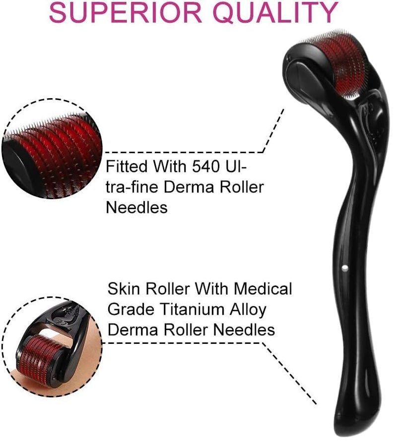 Style Keepers 2Pcs 1mm Derma Rollers for Hair Beard Regrowth Home Use Skin Care Stimulate Beard Facial Needle Roller and Beauty Massage Tools 540 Titanium Micro Needling Roller for Men and Women (1.0mm - 2Pack) - Image 5