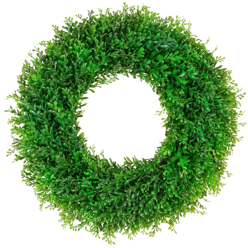 22inch Artificial Boxwood Wreath 22 Spring Summer Wreath Faux Greenery Leaves Wreath for Front Door Wall Window Porch Farmhouse Patio Garden Indoor Outdoor Decor Wedding Party Decoration