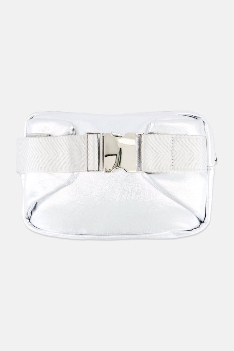 Urban Expressions Women Metallic Fanny Pack 24 L x 14 H x 5 W cm, Silver  - Image 3