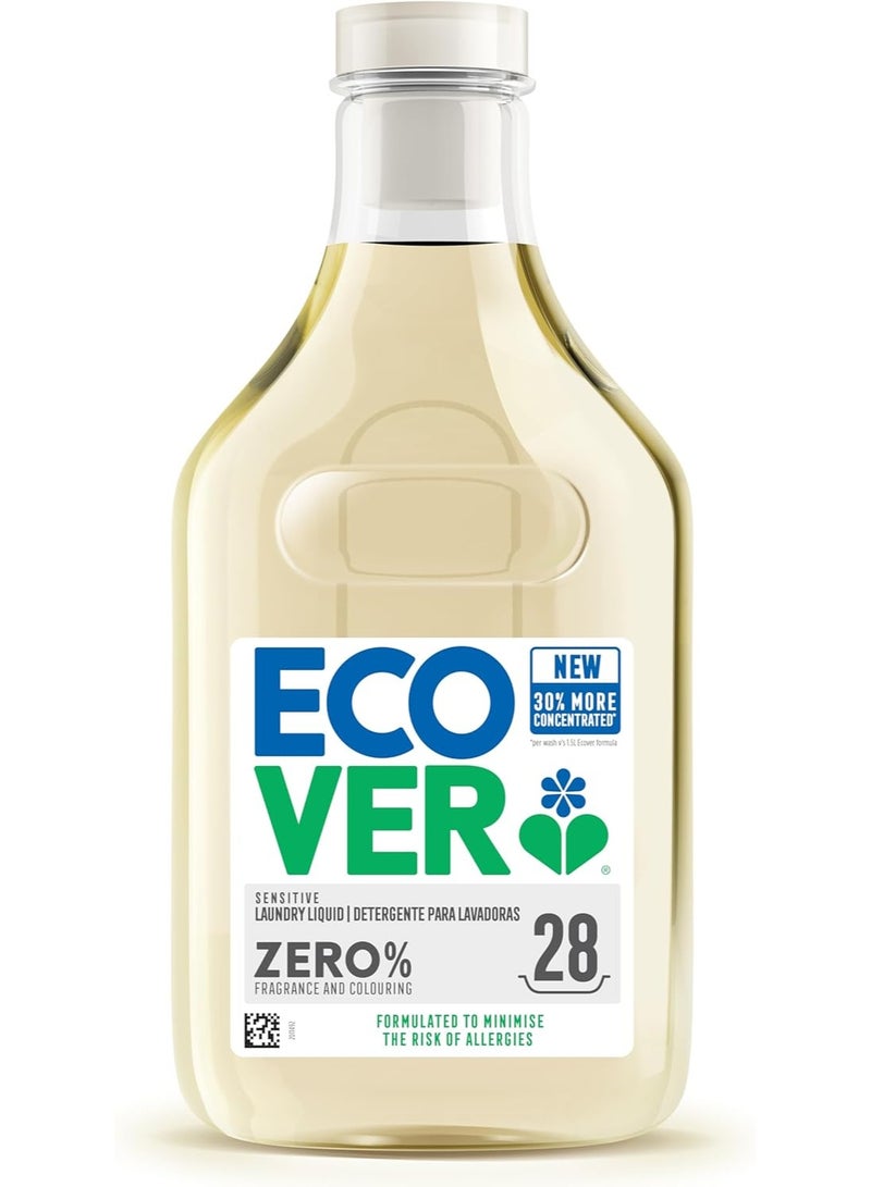 Ecover Zero Laundry Liquid Concentrated 1L – Fragrance & Colour Free, Sensitive Skin, 28 Washes - Image 1