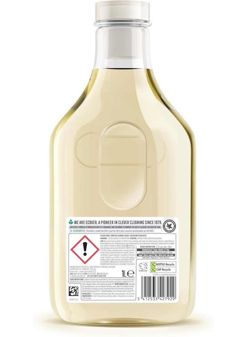 Ecover Zero Laundry Liquid Concentrated 1L – Fragrance & Colour Free, Sensitive Skin, 28 Washes - Image 2