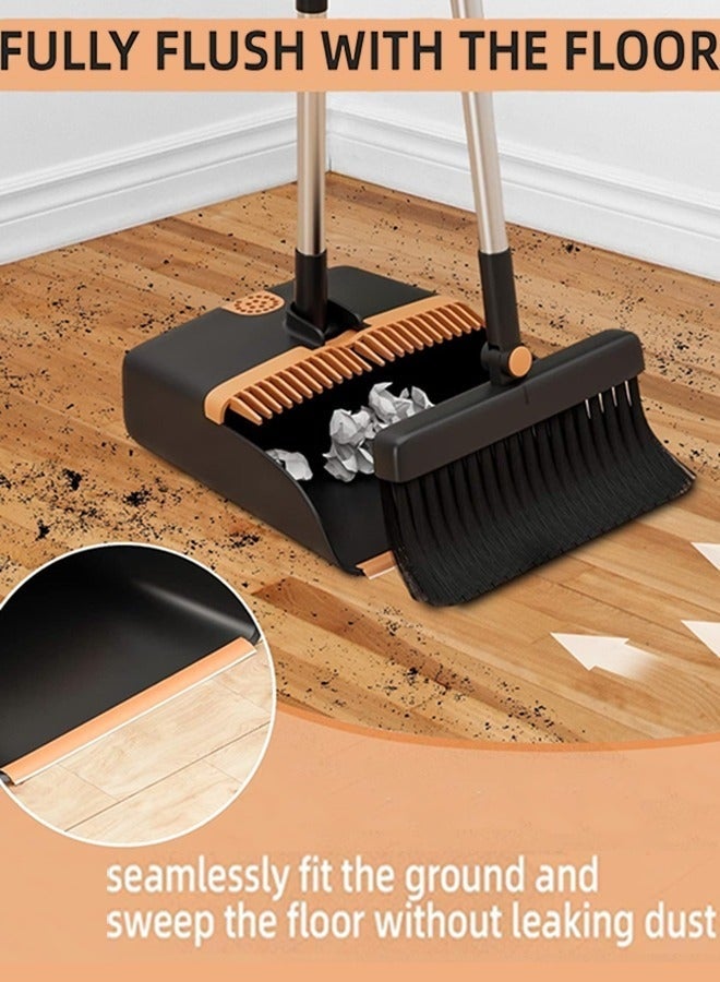 Arabest Scraper Broom and Dustpan Set, Cleaning Supplies Broom and Dustpan Set for Home, 123cm Long Stainless Steel Handle Brooms with Upright Dustpan Combo Set for Home Office Kitchen Lobby Floor Cleaning - Image 5
