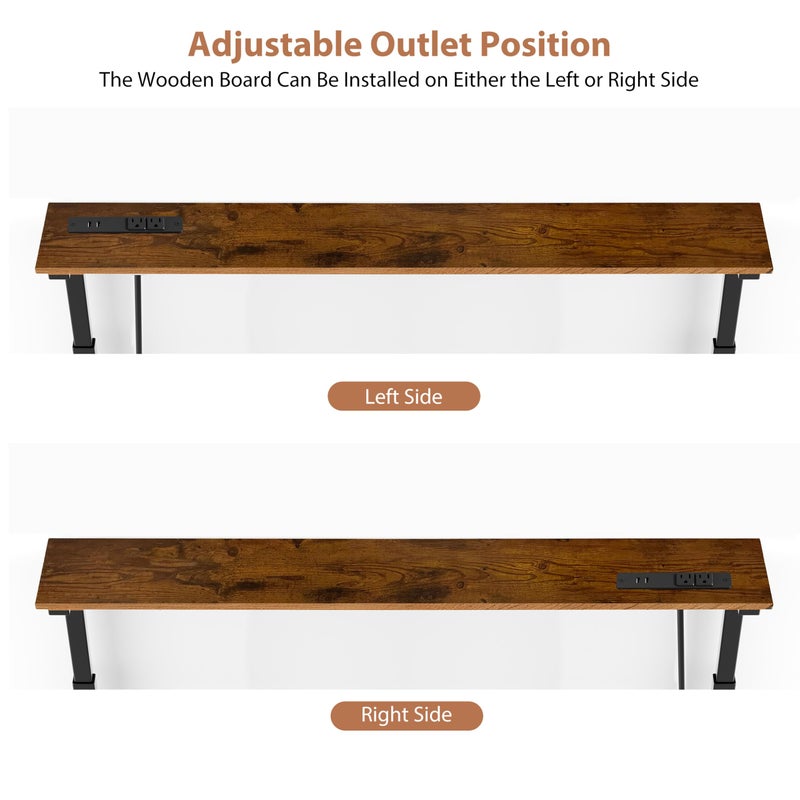 GRLEAF 35" Adjustable Height Narrow Console Table with Power Outlets, Long Sofa Table with Charging Station Behind Couch Table Skinny Entryway Table for Living Room, Hallway and Office â€“ Rustic Brown - Image 5