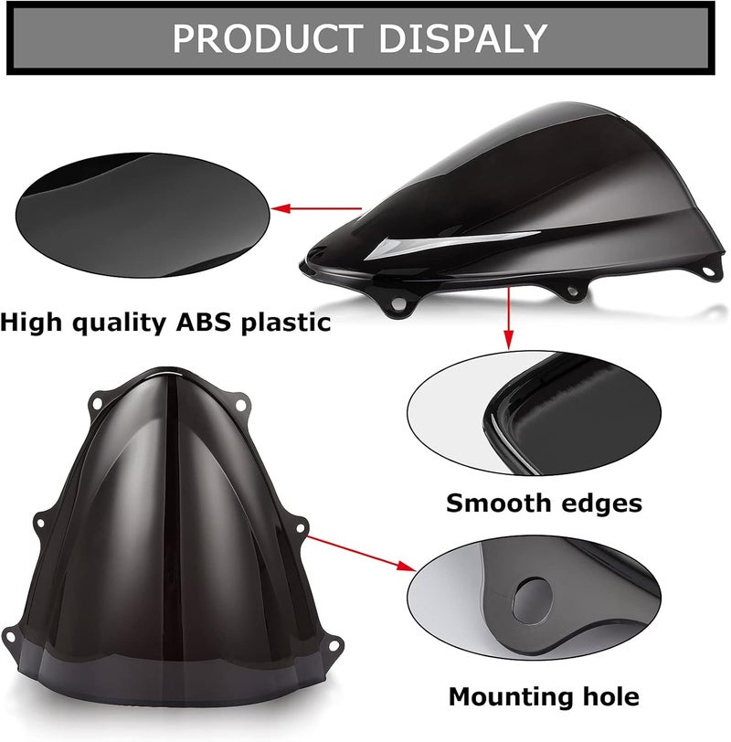 psler Windshield WindScreen Double Bubble for GSXR600 750 K11 (2011-2022) - Black - Image 3