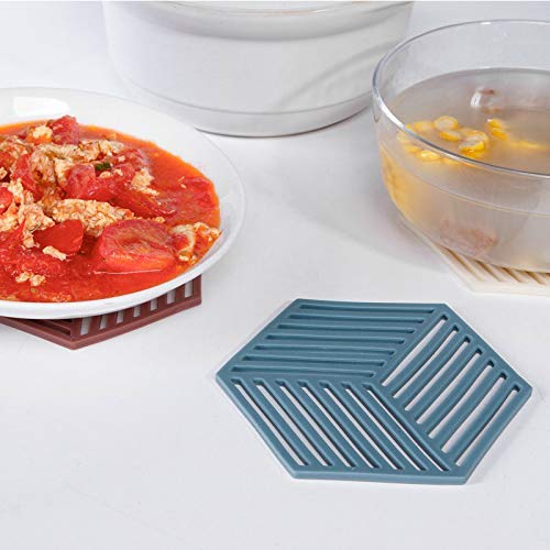 KPNG 3 Pcs PVC Anti-Hot Coaster Waterproof Hollow Placemat Coffee Tea Cup Pad Anti-Skid Nordic Style Table Mat Nordic High Temperature Anti-Slip Mat Insulation Mat (3 Piece Red Line) - Image 4