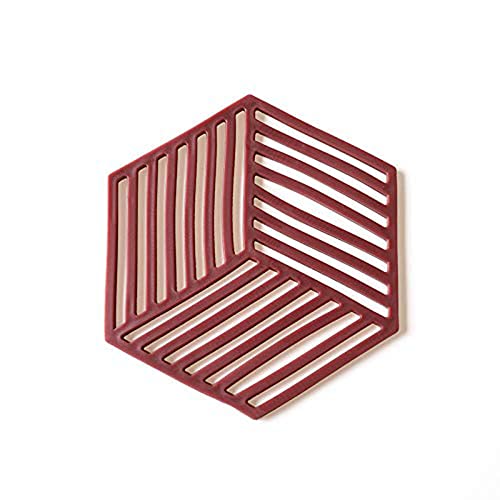 KPNG 3 Pcs PVC Anti-Hot Coaster Waterproof Hollow Placemat Coffee Tea Cup Pad Anti-Skid Nordic Style Table Mat Nordic High Temperature Anti-Slip Mat Insulation Mat (3 Piece Red Line) - Image 1